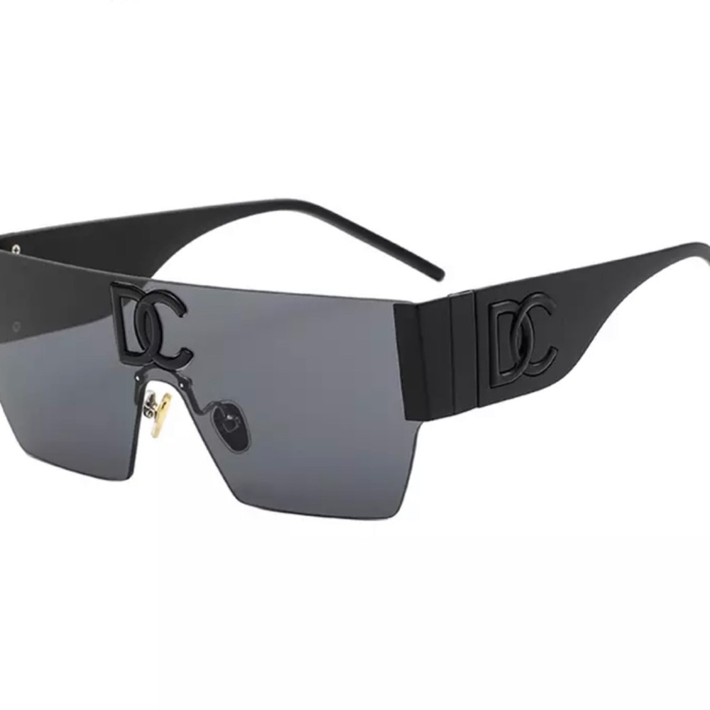 Vintage Square Rimless Sunglasses-black